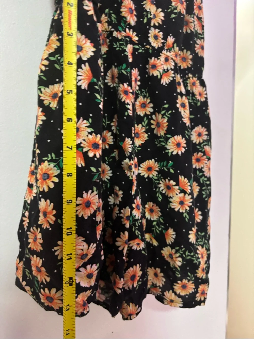 Black Floral Romper / Shorts with Pockets Elastic Waist